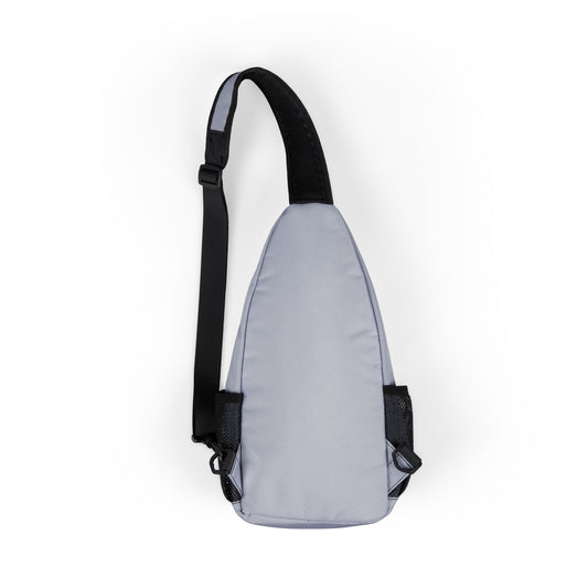 Collaboration Station Chest Bag — Grey Sling Crossbody with Logo and Graphic