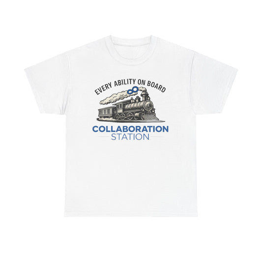Collaboration Station Tee — "Every Ability On Board" Inclusive Train Graphic